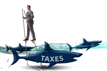 Businessman avoiding paying high taxes