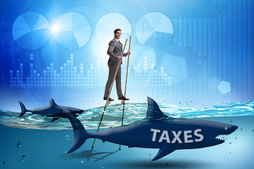 Businessman avoiding paying high taxes