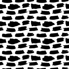 Vector seamless pattern. Black and white painted watercolor points. Hand drawn texture elements. 