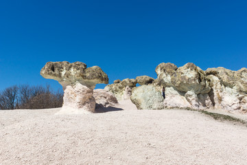 Fototapeta na wymiar Rock formation The Stone Mushrooms near Beli plast village, Kardzhali Region, Bulgaria