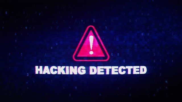 Hacking Detected Text Digital Noise Glitch Effect Tv Screen Background. Login and Password With System Error Security ,Hacking Alert , Cyber Crime Attack Computer Error Distortion Message .
