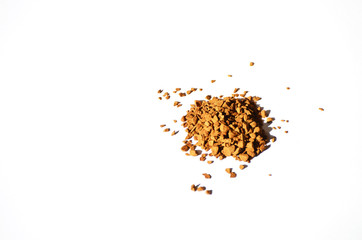 Granulated instant coffee on a white background,photo, cover