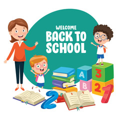 Vector Illustration Of Children Back To School