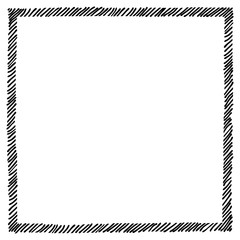 Scribble hatching along the rim frame square. Hand drawn symbols. Sketches shaded and hatched badges and stroke shapes. Monochrome vector design elements. Isolated illustration.
