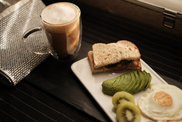 breakfast and coffee.food diet healthy nutrition dish.