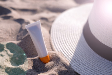 sunscreen on beach summer sun protection.