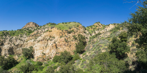 Fototapeta na wymiar Rock Canyon and Green Hillsides California