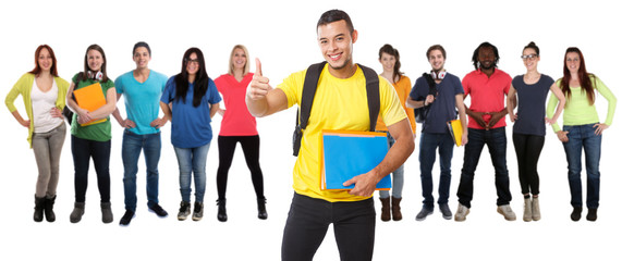 Gruppe von Studenten junge Leute Menschen Studium Ausbildung Erfolg erfolgreich Jugendliche...