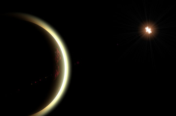 Illustration of planets in deep space in remote galaxies