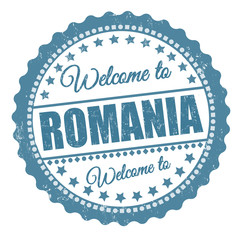 Welcome to Romania sign or stamp