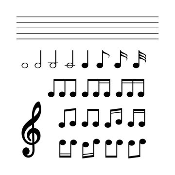 Collection of music note icon on white background. Vector illustration.