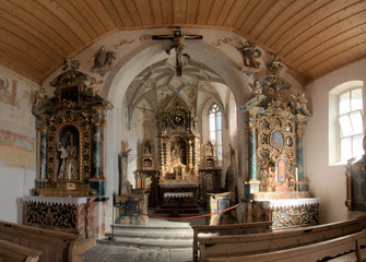 Fototapeta na wymiar Falera Church in the Grisons, Swiss Alps
