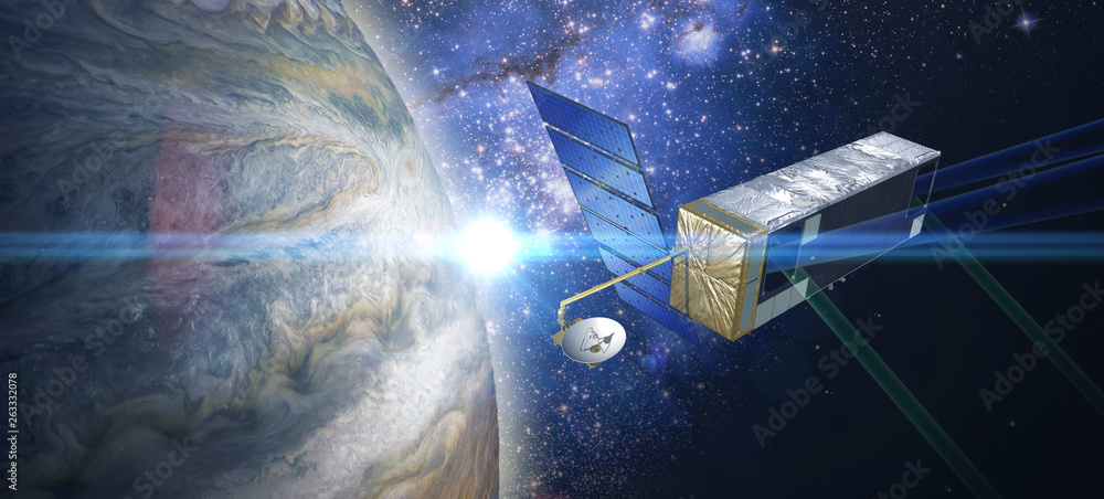 Canvas Prints space craft on the orbit exploring new planet, elements of this image furnished by nasa b