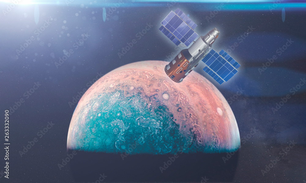 Canvas Prints space craft on the orbit exploring new planet, elements of this image furnished by nasa b