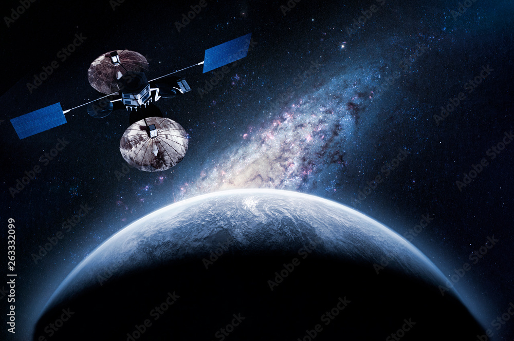 Canvas Prints space craft on the orbit exploring new planet, elements of this image furnished by nasa b