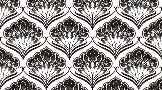 Pattern Damasco Floreale Marrone