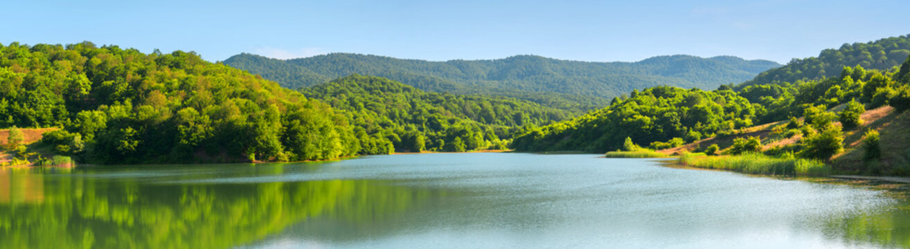 Panoramas of mountains of forests and lakes.Azerbaijan.Caucasus