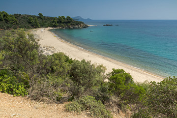 Fototapeta na wymiar Summer view of Agios Georgios Beach at Sithonia peninsula, Chalkidiki, Central Macedonia, Greece