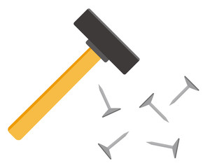 釘　トンカチ　打つ