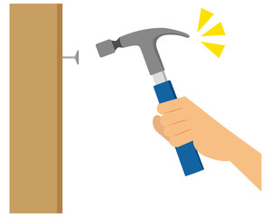 釘　トンカチ　打つ　手