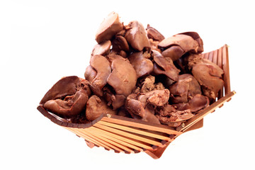 Chicken liver on a white background