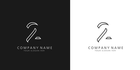 2 logo numbers modern black and white design