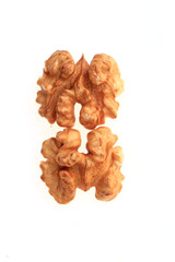 Walnuts on a white background