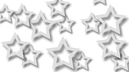 Abstract illustration of randomly arranged gray stars with soft shadows on white background
