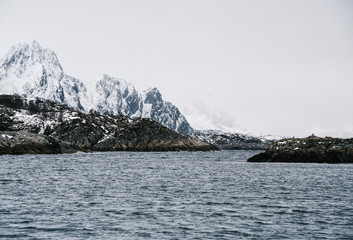 Kabelvag in Winter on Lofoten Archipelago in the Arctic Circle in Norway
