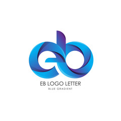 Initial Letter eb Linked Circle Lowercase Logo Blue Icon Design Template Element with gradient - Vector