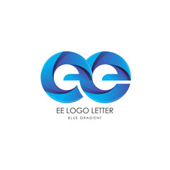 Initial Letter ee Linked Circle Lowercase Logo Blue Icon Design Template Element with gradient - Vector