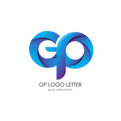 Initial Letter gp Linked Circle Lowercase Logo Blue Icon Design Template Element with gradient - Vector