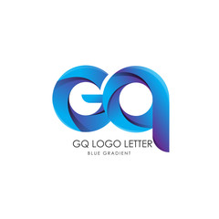 Initial Letter gq Linked Circle Lowercase Logo Blue Icon Design Template Element with gradient - Vector