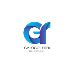 Initial Letter gr Linked Circle Lowercase Logo Blue Icon Design Template Element with gradient - Vector