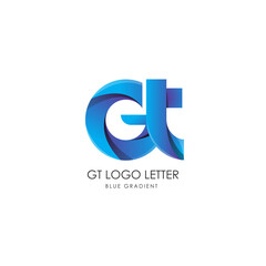 Initial Letter gt Linked Circle Lowercase Logo Blue Icon Design Template Element with gradient - Vector