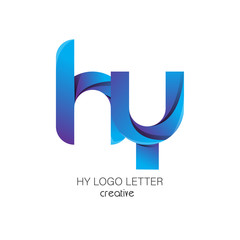 hy circle lowercase design of alphabet letter combination with infinity suitable as a logo for a company or business - Vector