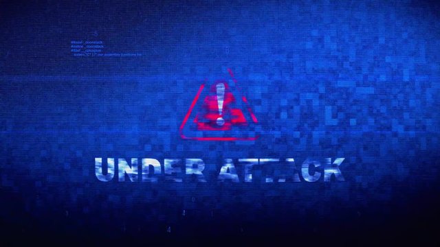 Under Attack Text Digital Noise Glitch Effect Tv Screen Loop Background. Login and Password With System Error Security ,Hacking Alert , Cyber Crime Attack Computer Error Distortion Message .
