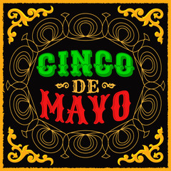 Cinco de Mayo Mexican traditional holiday design vector poster card