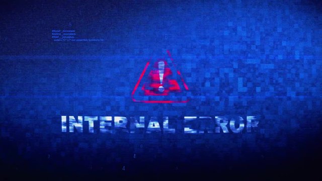 Internal Error Text Digital Noise Glitch Effect Tv Screen Loop Background. Login and Password With System Error Security ,Hacking Alert , Cyber Crime Attack Computer Error Distortion Message .