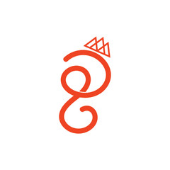 abstract letter d ribbon curves line logo vector