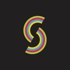 letters cs simple stripes colorful logo vector