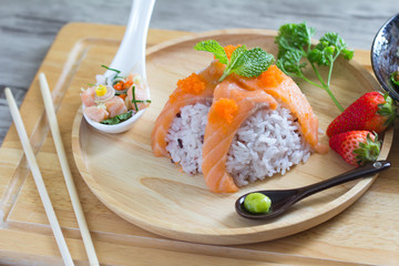 Salmon fish with rice