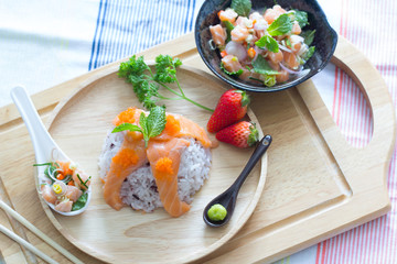 Salmon fish with rice