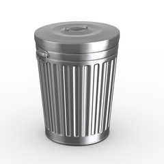 3d closed trash can bin