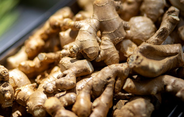 Fresh gingers in the tray