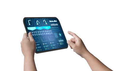 Human hand with tablet
