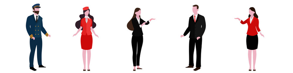 Flat Character of Airline staff Set