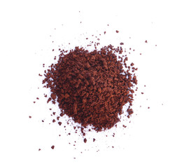 Coffee powder on white background