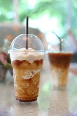 cold iced coffee drink in cafe