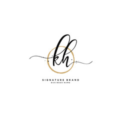 K H KH Initial letter handwriting and  signature logo.